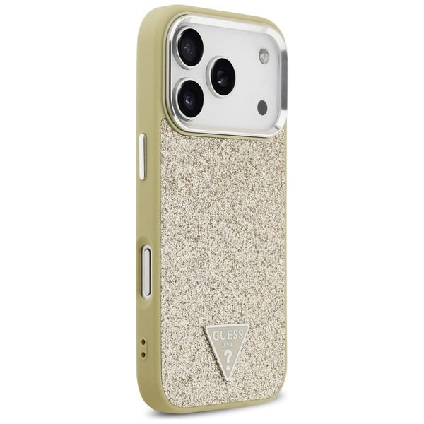 Etui Guess Glitter Triangle Logo MagSafe do iPhone 17 Pro złoty