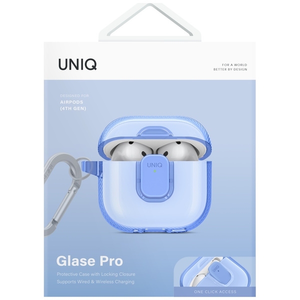 Etui UNIQ Glase Pro do AirPods 4 Lock    Case niebieski