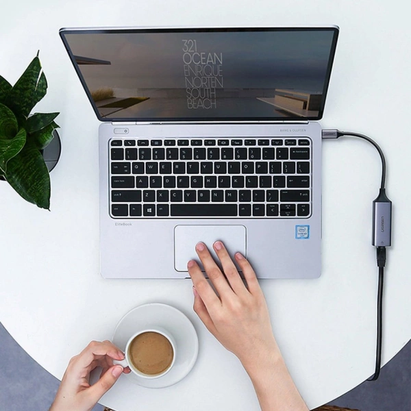 Ugreen external network adapter RJ45 - USB Type C (1000 Mbps / 1 Gbps) Gigabit Ethernet gray (CM199)