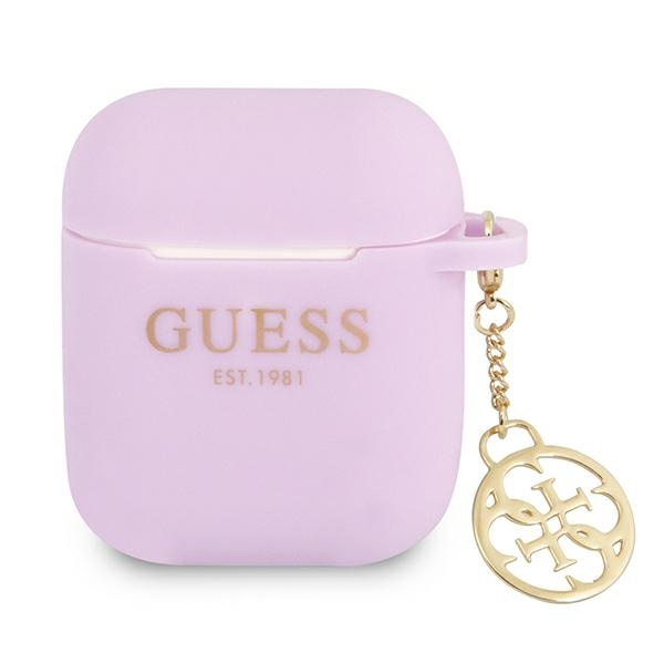 GUESS  GUA2LSC4EU AIRPODS 1/2 COVER FIOLETOWY/PURPLE SILICONE CHARM 4G COLLECTION