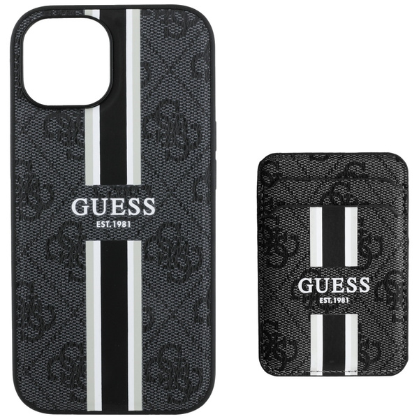 Etui Guess 4G Stripes z portfelem        Magsafe do iPhone 15 czarny