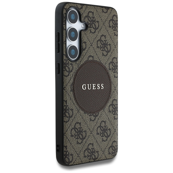 Etui Guess 4G Round Patch Classic Logo   MagSafe do Samsung Galaxy S25 brązowy