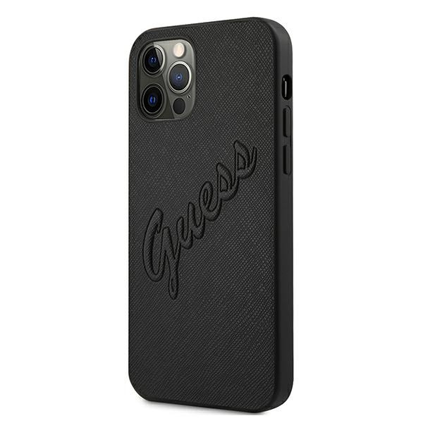 Guess GUHCP12LRSAVSBK iPhone 12 ProMax 6,7" czarny/black hardcase Saffiano Vintage Script