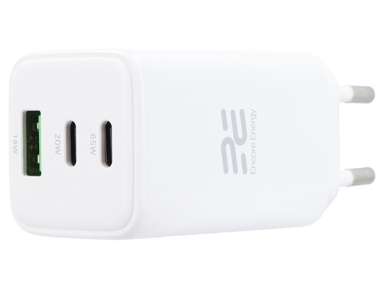 GaN 65W USB-A + 2x USB-C QC PD Wall Charger Encore Energy MD-6583Z