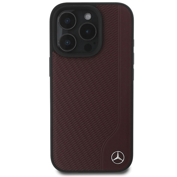 Mercedes MEHMP16L23RBGVR iPhone 16 Pro  6.3" czerwony/red hardcase MB Wood Imitation Leather MagSafe