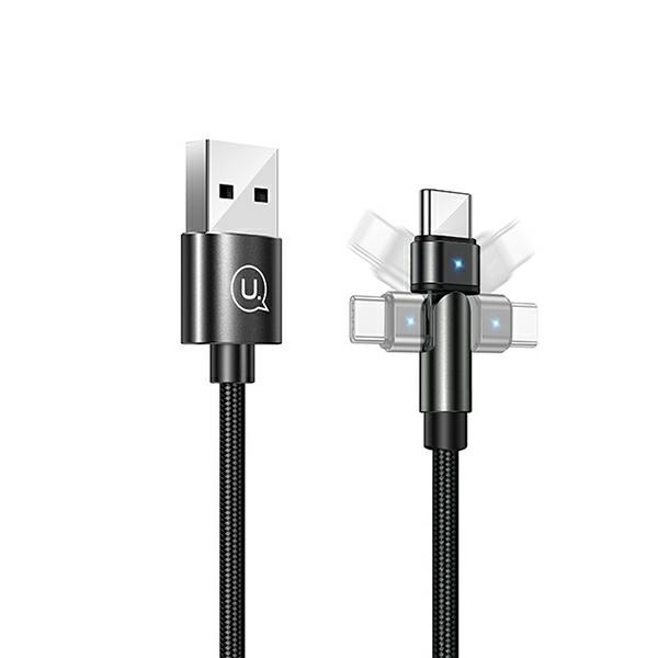 USAMS KABEL PLECIONY OBROTOWY U60 2A USB-C 1M CZARNY