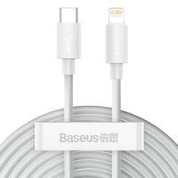 Baseus kabel Simple Wisdom PD USB-C - Lightning 1,5 m biały 20W 2 szt