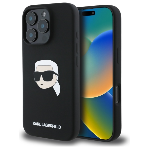 Karl Lagerfeld KLHMP16LSKHPPLK iPhone 16 Pro czarny/black HC MagSafe Sil KL Head Print