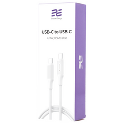 Kabel Encore Energy 2x USB-C przewód PD do ładowania i transferu danych 50cm biały 60W MD-60CC05W