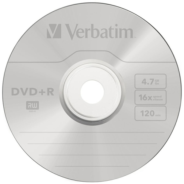Płyta DVD+R Verbatim 4.7GB 16X 100szt    srebrny 43551