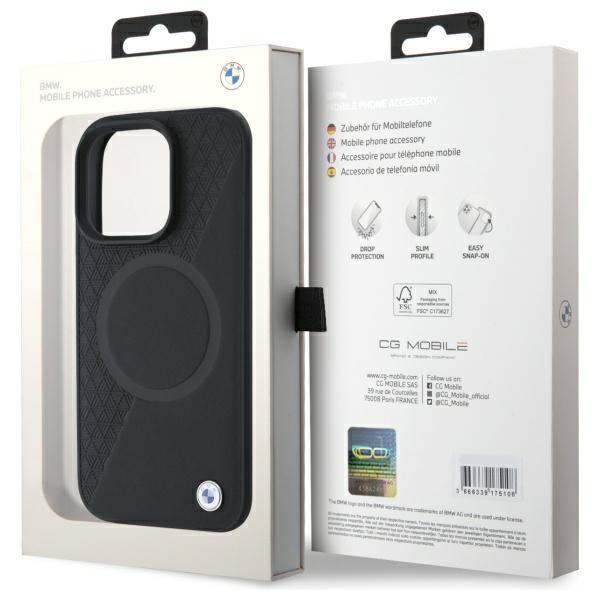 BMW BMHMP16X23RTPK iPhone 16 Pro Max      6.9" czarny/black hardcase Sign Leather Half Textured And Circle MagSafe