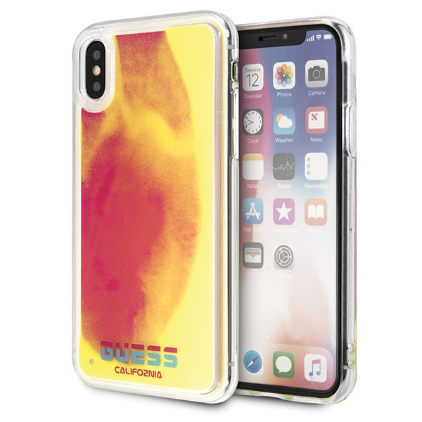 Guess GUHCPXGLCPI iPhone X/Xs różowy/pink hard case California Glow in the dark