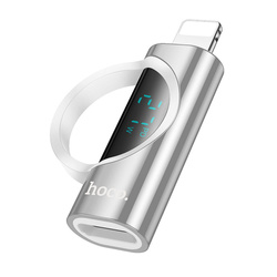 Adapter Lightning do USB C Hoco PD 2,4A 27W z wyświetlaczem UA32B srebrny