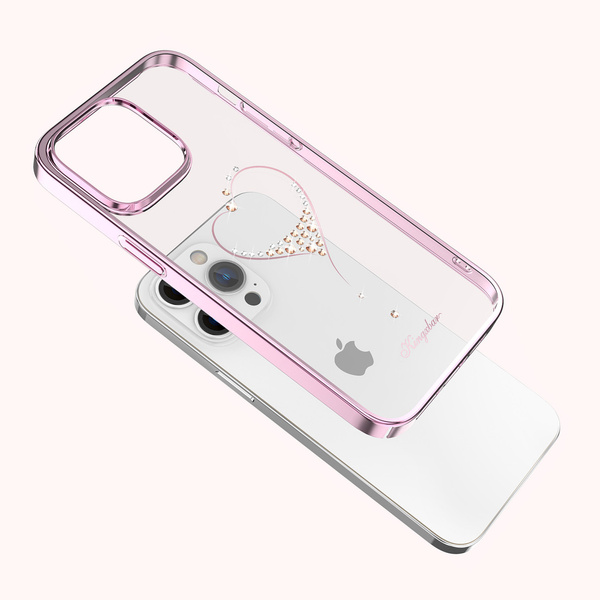 Etui silikonowe z kryształami Swarovski Kingxbar Wish Series do iPhone 14 Pro - różowe