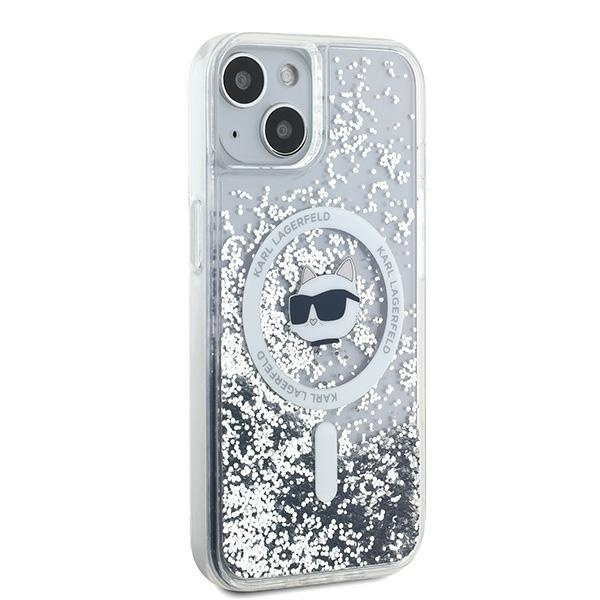 Karl Lagerfeld KLHMP13MLGCHSGH iPhone 13 6.1" hardcase transparent Liquid Glitter Choupette Head Magsafe