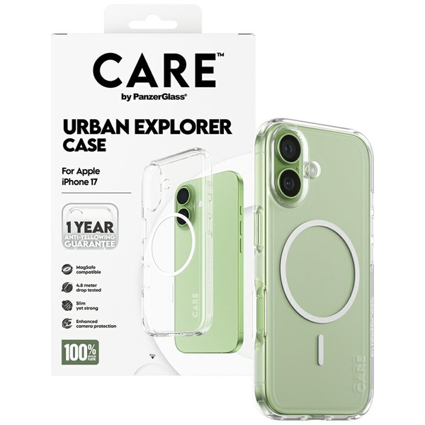 Etui CARE by PanzerGlass Flagship Urban  Explorer w. White MagSafe do iPhone 17 przezroczysty