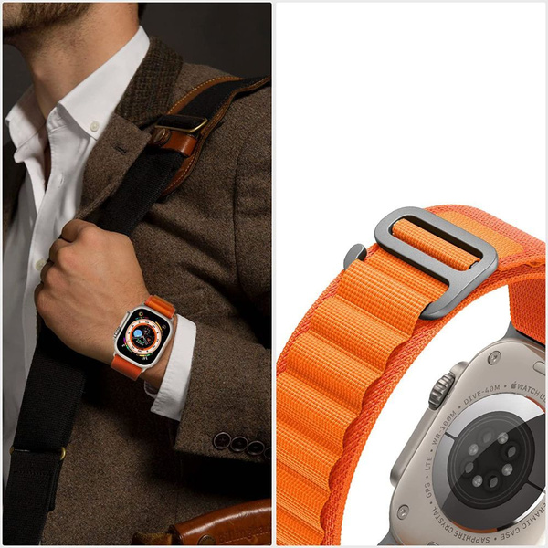 TECH-PROTECT NYLON PRO APPLE WATCH 4 / 5 / 6 / 7 / 8 / 9 / SE / ULTRA 1 / 2  (42 / 44 / 45 / 49 MM) ORANGE / MOUSY