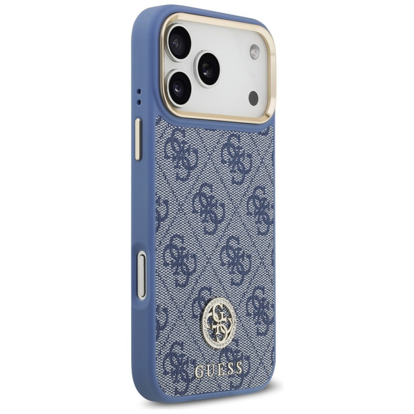 Etui Guess 4G Strass Logo & Big Strap    Metal Buttons MagSafe do iPhone 17 Pro Max niebieski