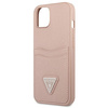 Guess GUHCP13SPSATPP iPhone 13 mini 5,4"różowy/pink hardcase SaffianoTriangle Logo Cardslot