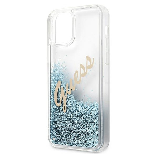 Guess GUHCP12LGLVSBL iPhone 12 Pro Max6,7" niebieski/blue hardcase Glitter Vintage Script