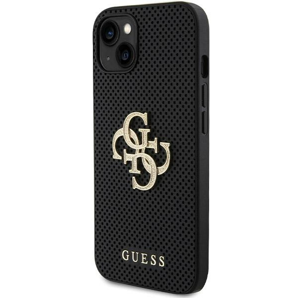 Guess GUHCP15SPSP4LGK iPhone 15 / 14 / 13 6.1" czarny/black hardcase Leather Perforated 4G Glitter Logo