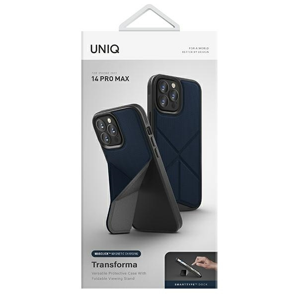 Etui UNIQ Transforma Magclick Charging na iPhone 14 Pro Max - niebieskie