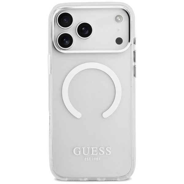 Etui Guess Metal Outline MagSafe do iPhone 17 Pro Max srebrny