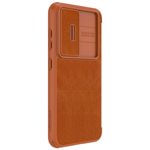 Nillkin Qin Leather Pro Case Case for Samsung Galaxy S23+ Cover with Flip Camera Protector Brown