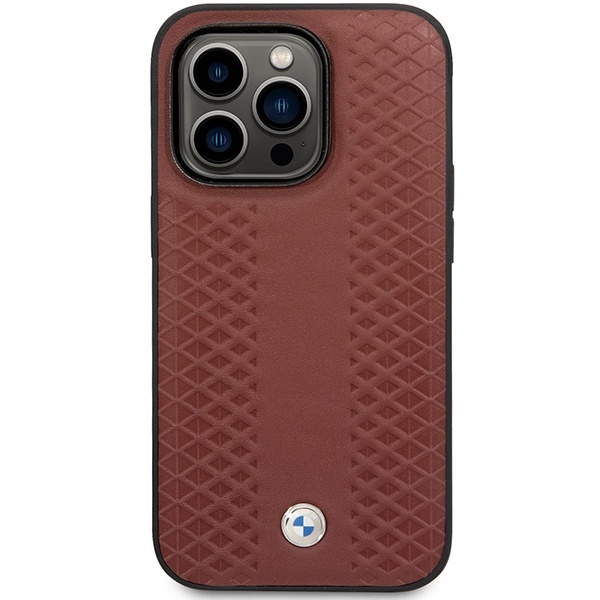 Case BMW BMHCP14X22RFGR iPhone 14 Pro Max 6.7" Burgundy/burgundy Leather Diamond Pattern