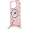 KARL LAGERFELD KLHMP15LHCKCKLCP IPHONE 15 PRO 6.1" PINK/PINK HARDCASE IML CROSSBODY MONOGRAM KARL & CHOUPETTE HEAD MAGSAFE