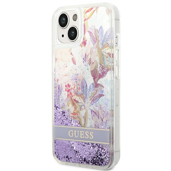 Guess GUHCP14MLFLSU iPhone 14 Plus / 15 Plus 6.7" fioletowy/purple hardcase Flower Liquid Glitter