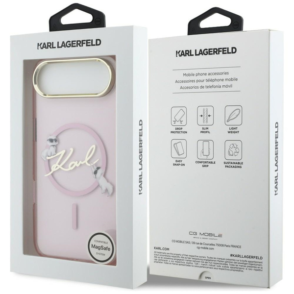 Etui Karl Lagerfeld IML Choupettes Karl  Script Logo MagSafe do iPhone Air różowy