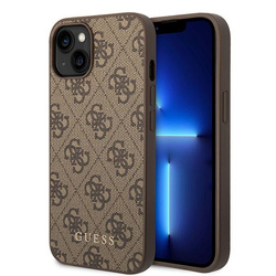 Guess GUHCP15MG4GFBR iPhone 15 Plus / 14 Plus 6.7" brązowy/brown hard case 4G Metal Gold Logo