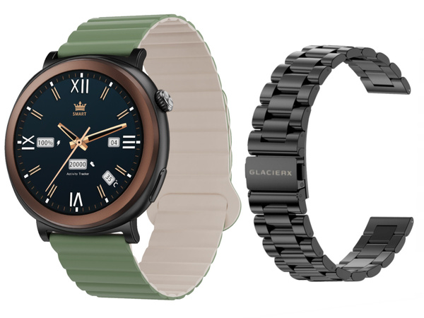 Smartwatch GlacierX Theron Black + Pasek GX-T248