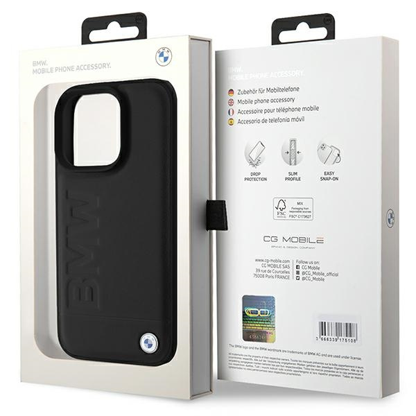 BMW BMHCP16XSLLBK iPhone 16 Pro Max 6.9" czarny/black hardcase Leather Hot Stamp