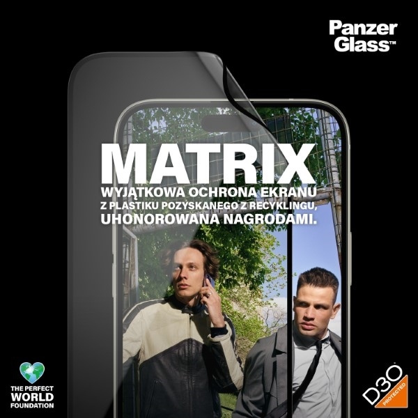PanzerGlass Matrix D3O UWF iPhone 15 Plus 6.7" Ultra-Wide-Fit rPET Screen Protection Easy Aligner Included 2819 hybryda