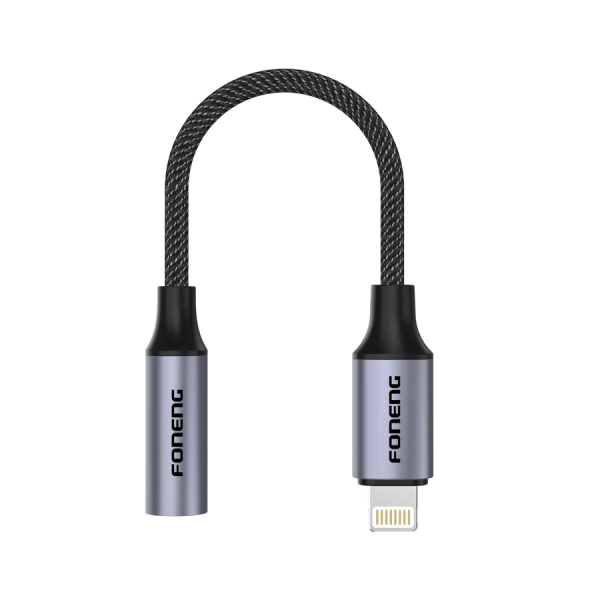 FONENG adapter BM30 Lightning - JACK 3.5MM 0.14M Czarny