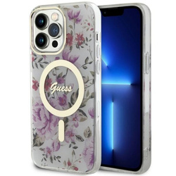 Guess GUHMP14LHCFWST iPhone 14 Pro 6.1"transparent hardcase Flower MagSafe