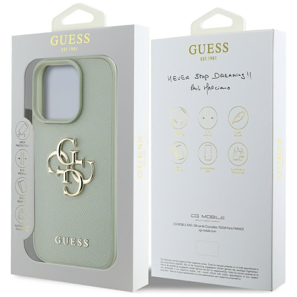 Etui Guess Grained Big 4G Logo Small     Classic Logo do iPhone 16 Pro zielony