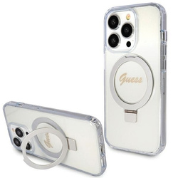 GUESS GUHMP15LHRSGSD IPHONE 15 PRO 6.1 "TRANSPARENT/TRANSPARENT HARDCASE RING STAND SCRIPT GLITTER MAGSAFE