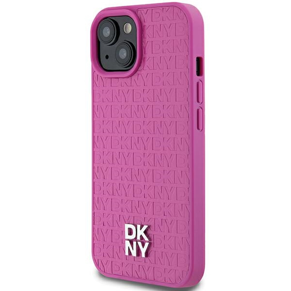 DKNY DKHMP15SPSHRPSP iPhone 15 / 14 / 136.1" różowy/pink hardcase Leather Pattern Metal Logo MagSafe