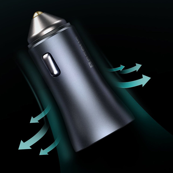 Baseus Golden Contactor Pro car charger USB-C / USB-A 40W PD QC 4+ SCP FCP AFC + cable - gray