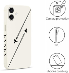 Etui silikonowe Pnakqil iPhone 17 Pro, białe, nadruk samoloty pudełko