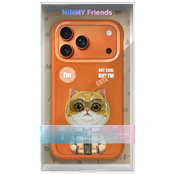 Etui Nimmy Cool&Cute 2.0 Cat do iPhone 17 Pro pomarańczowy