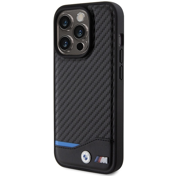Etui BMW Leather Carbon MagSafe na iPhone 15 Pro Max - czarne