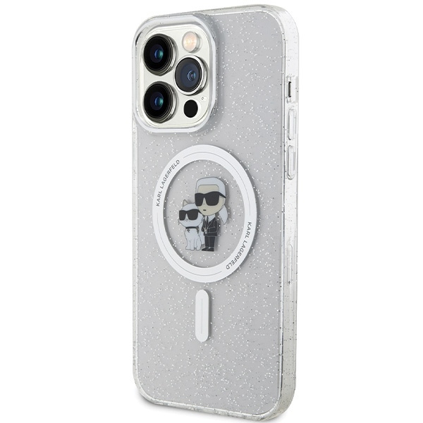 Karl Lagerfeld KLHMP14XHGKCNOT case for iPhone 14 Pro Max 6.7" - transparent hardcase Karl&amp;Choupette Glitter MagSafe