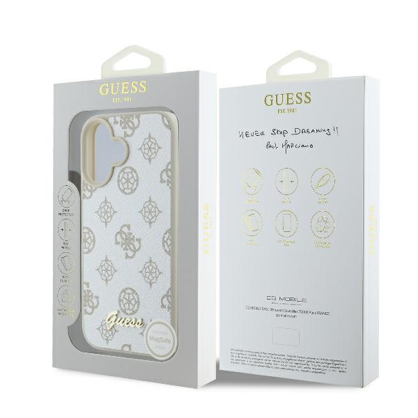 Guess GUHMP16SPGPYSH iPhone 166.1" biały/white hardcase Peony Script Logo MagSafe