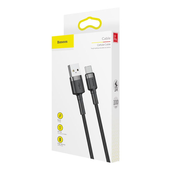 Baseus kabel Cafule USB - USB-C 1,0 m 3A szaro-czarny