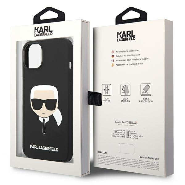 KARL LAGERFELD KLHCP14MSLKHBK IPHONE 14 PLUS / 15 PLUS 6,7" HARDCASE CZARNY/BLACK SILICONE KARL`S HEAD