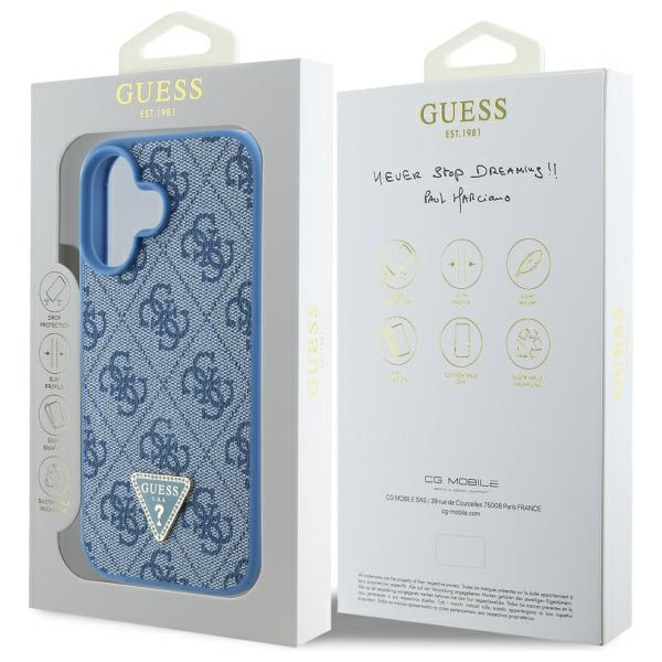 Guess GUHCP16SP4TDPB iPhone 166.1" niebieski/blue hardcase Leather 4G Triangle Strass